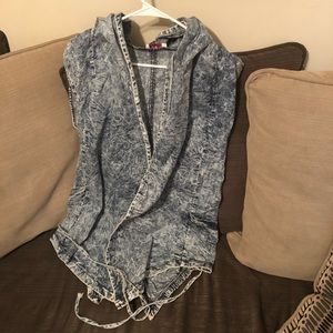 Denim hoodie vest